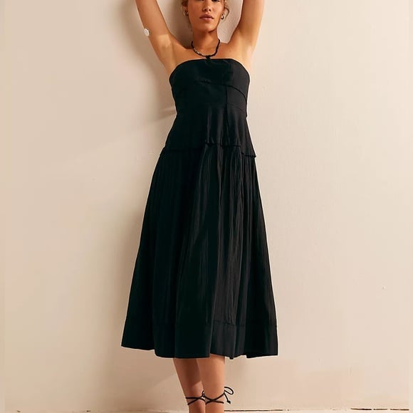 Free People Milan Midi Dress in Black