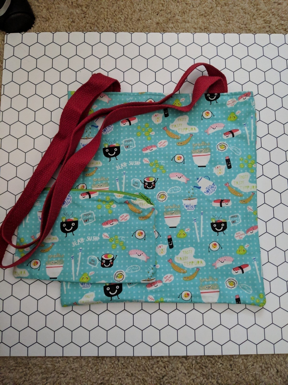 Japanese food print tote bag and pouch