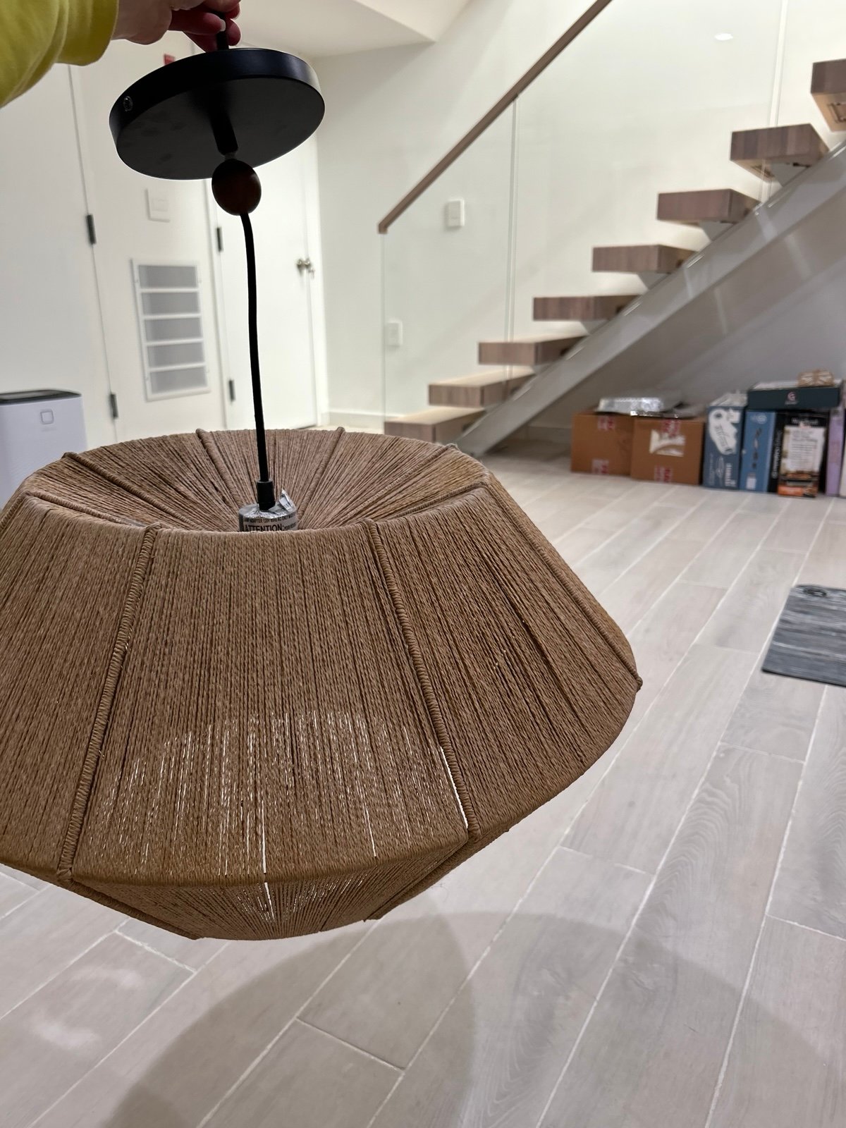 Crate and barrel rattan pendant light