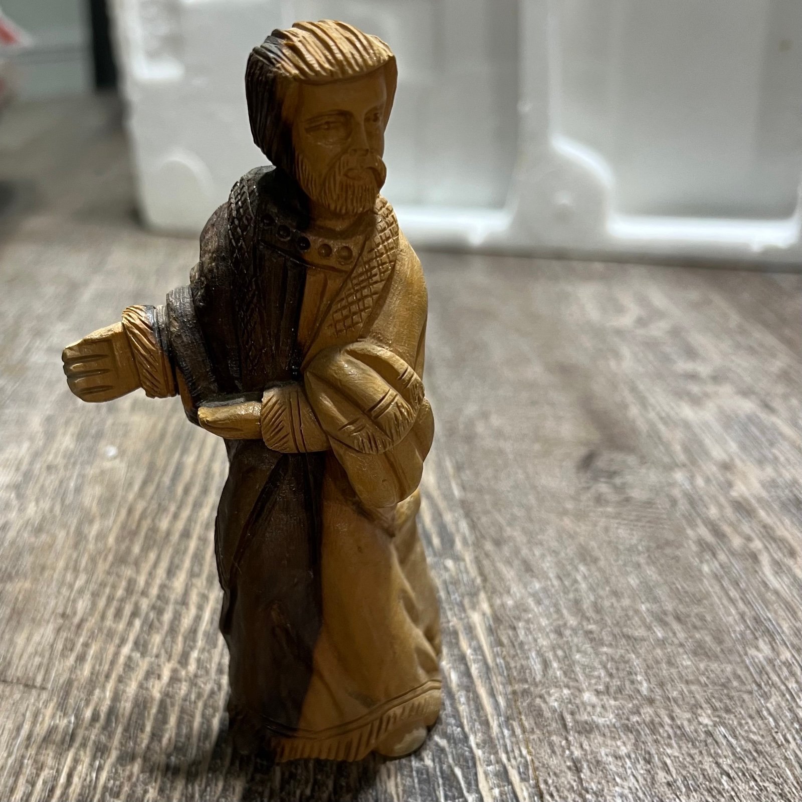 Vintage Santos Figure Religious Christian Saint Carved Wood Statue Hand Carved