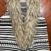BB DAKOTA Ivory Striped Faux Fur Sweater Vest size medium