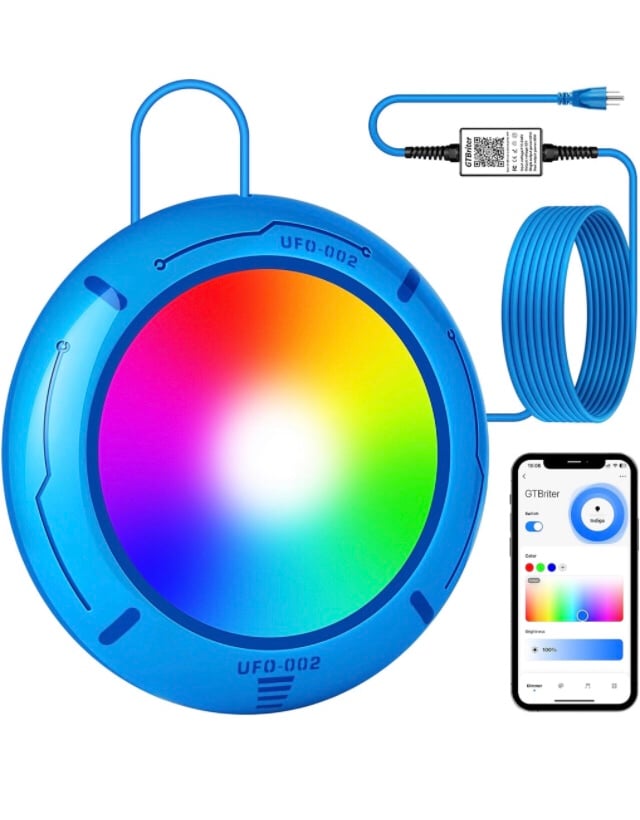 LED Pool Lights, 20W Pool Light For Above Ground Pools, Above Ground Pool Lights With APP Control, IP68 Waterproof Pool Light With Timer