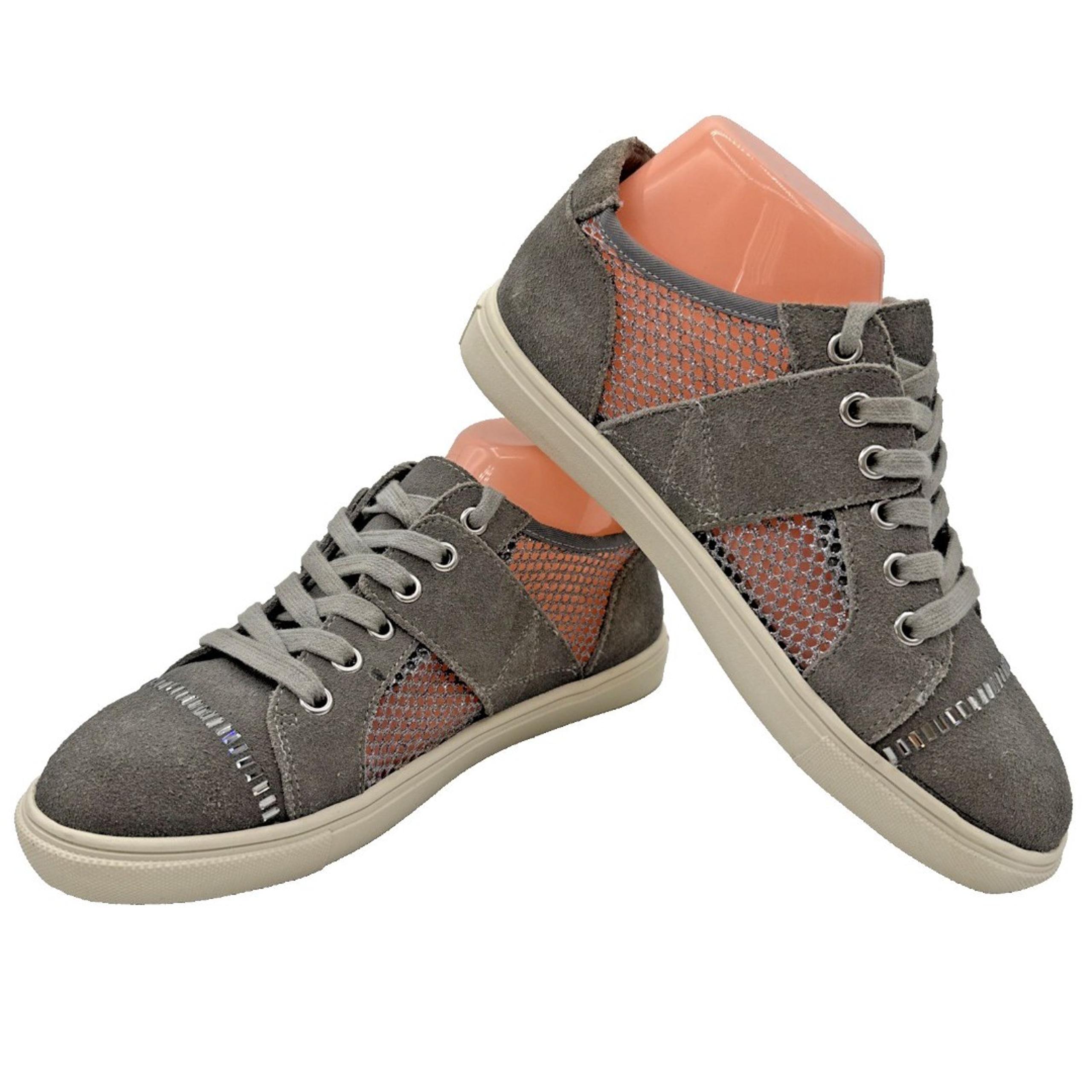 Yellow Box Barkley Sneakers Size 6.5 Gray Suede Mesh Crystal Toe Fashion Shoes