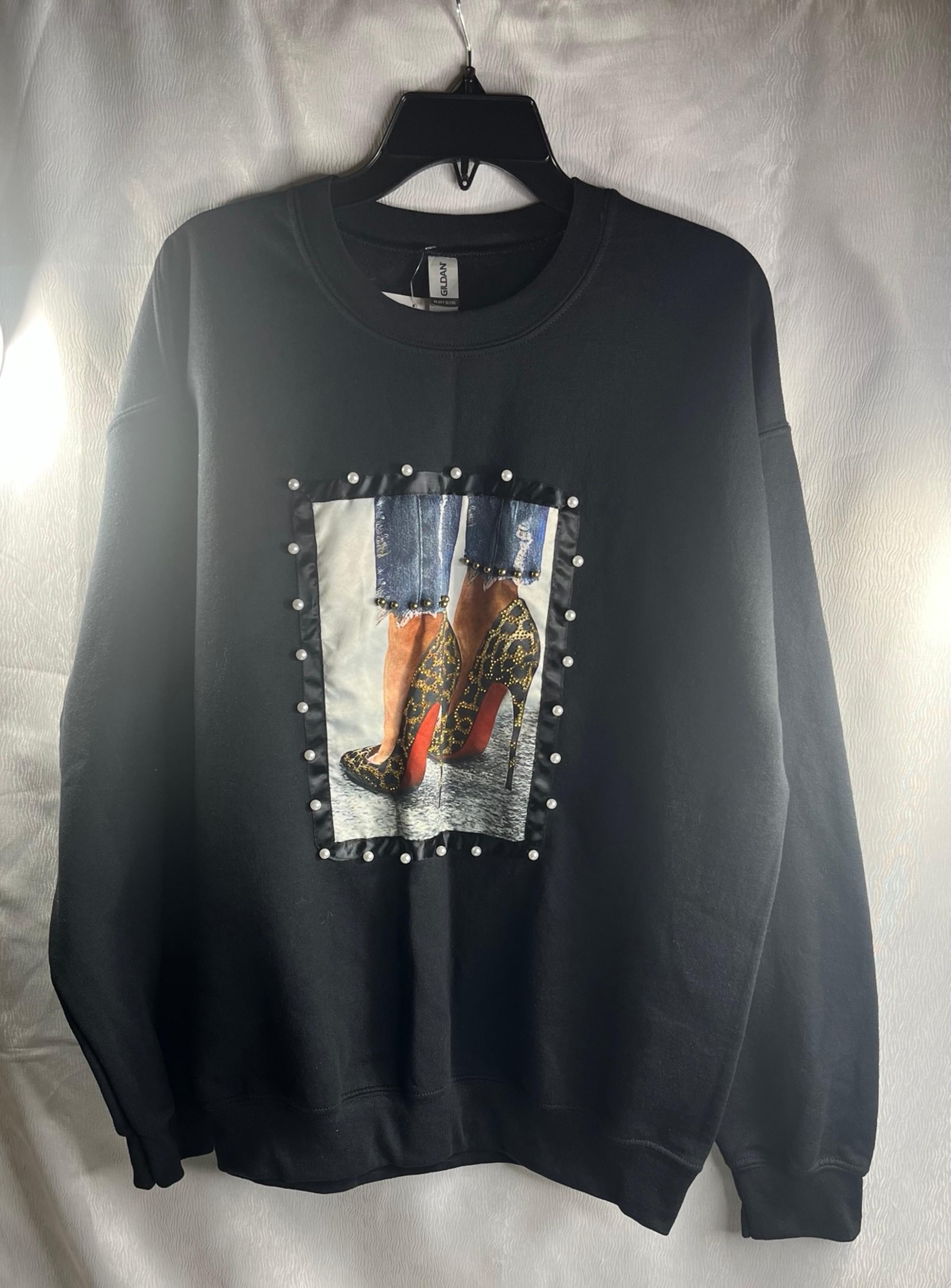 NWT Black Crewneck Sweater with Fashion Graphic