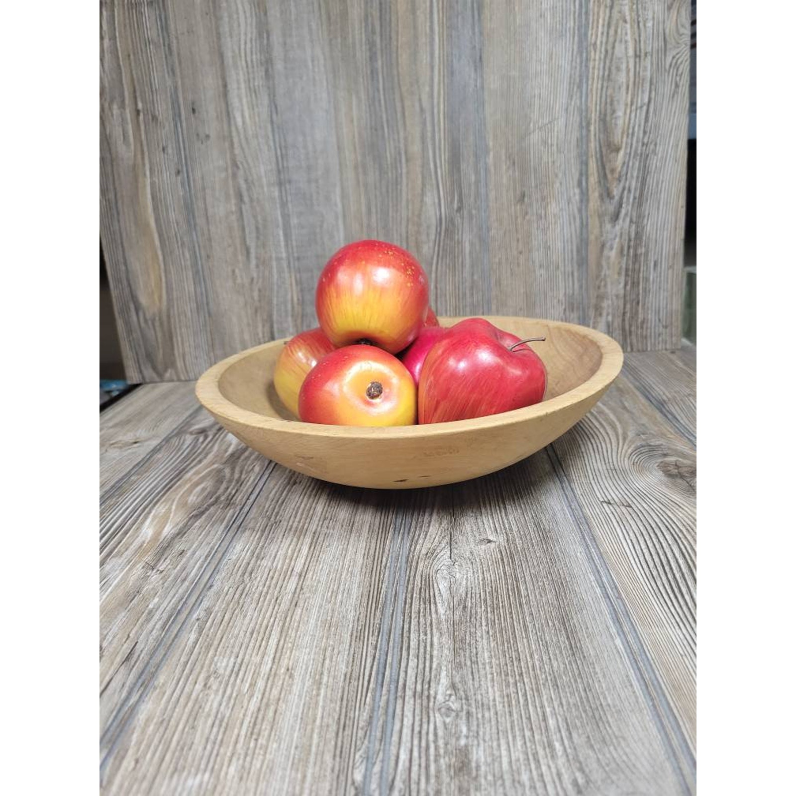 Vintage Wooden Dough Bowl Oval, Farmhouse Kitchen Primitive Wood