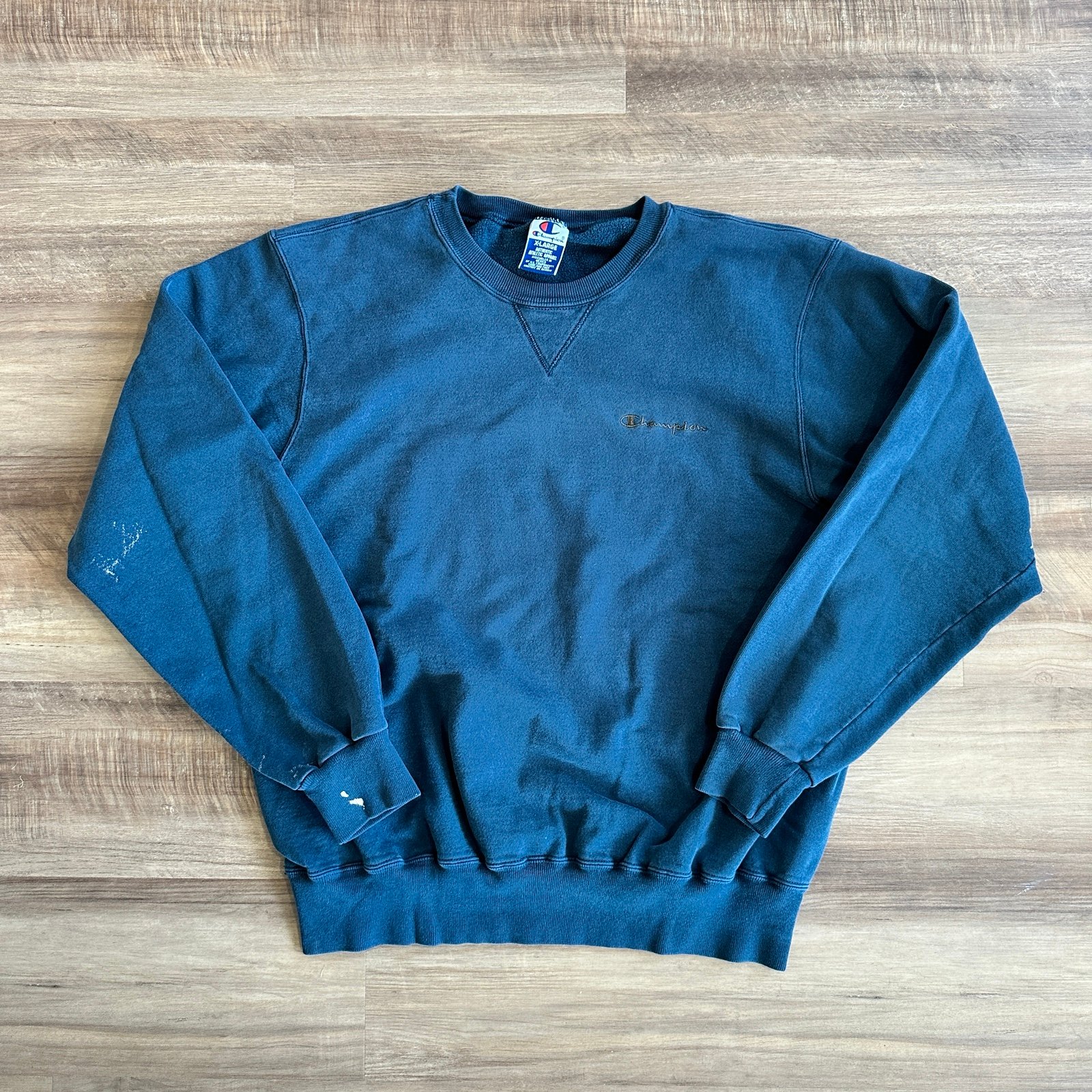 90S DISTRESSSED DEEP GREEN/BLUE CHAMPION BRAND SWEATSHIRT XL