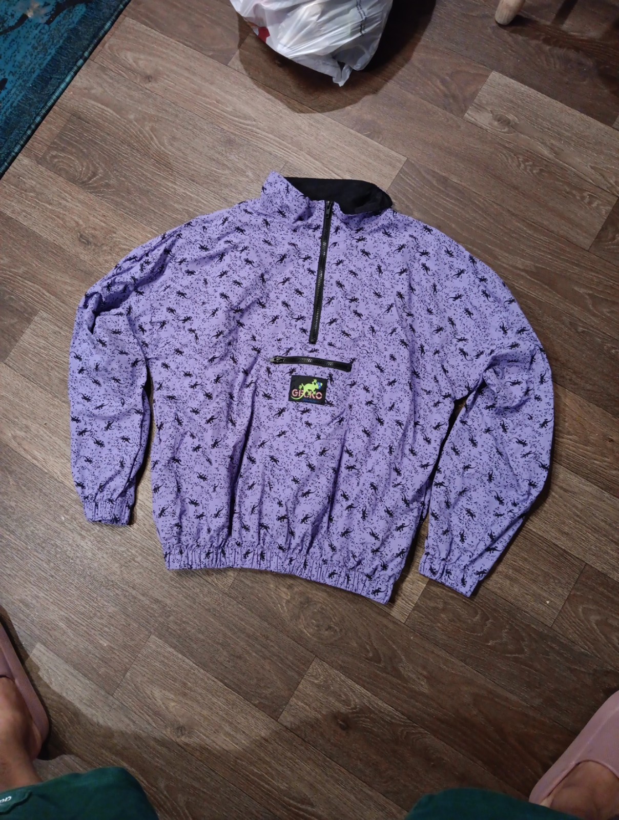 Vintage Retro 80s 90s Gecko Hawaii Windbreaker Jacket Purple EUC Rare!