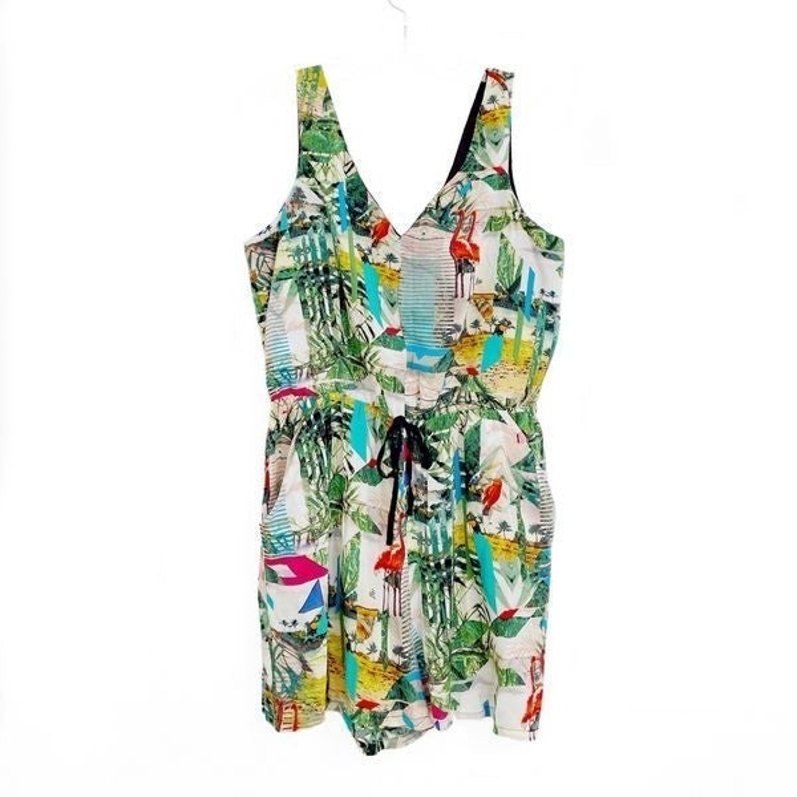 Nicole By Nicole Miller Romper Tropical Resort Print Sleeveless Medium