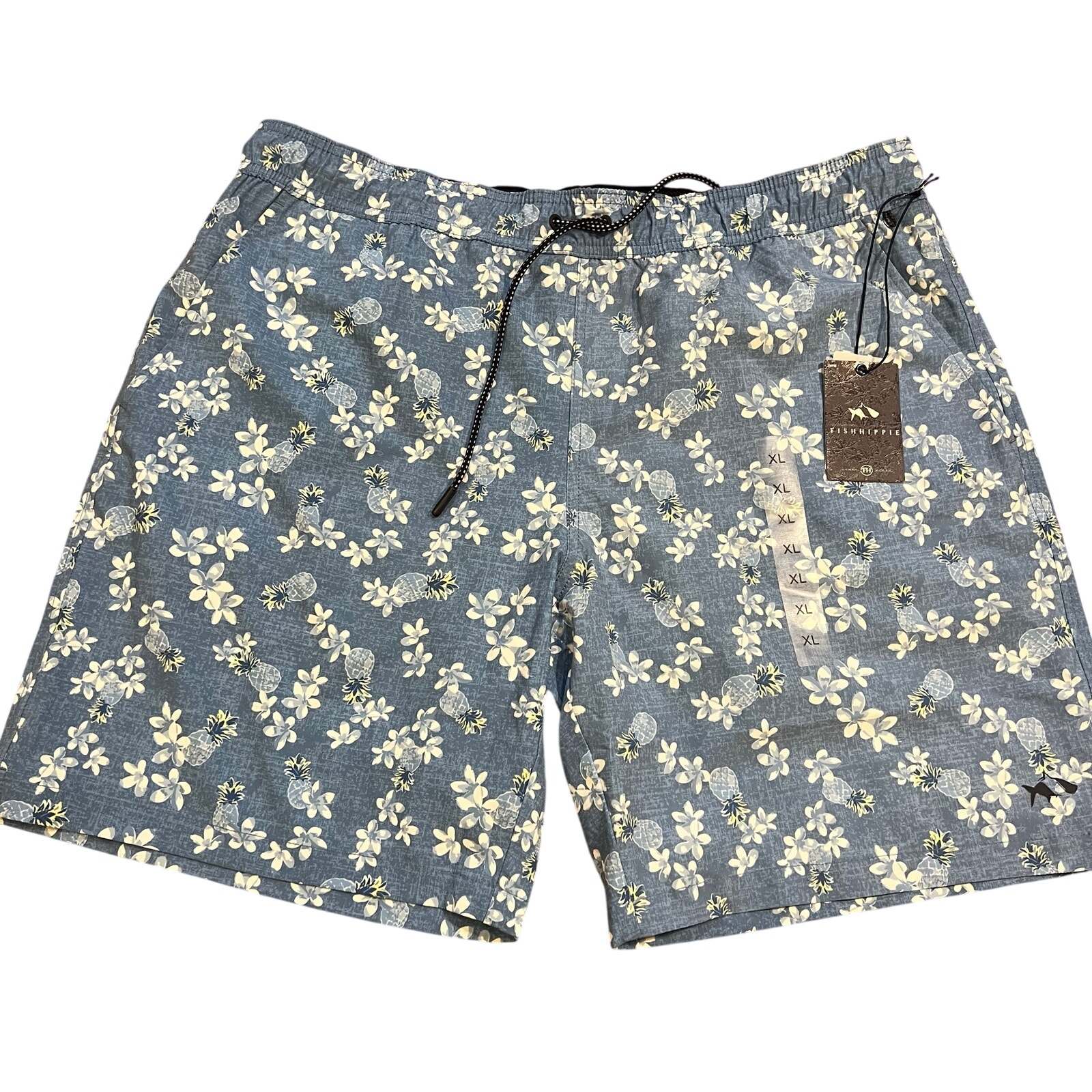 NWT Fish Hippie M Deluna Volley Short Chambray Size XL 8” Inseam Resort Beach