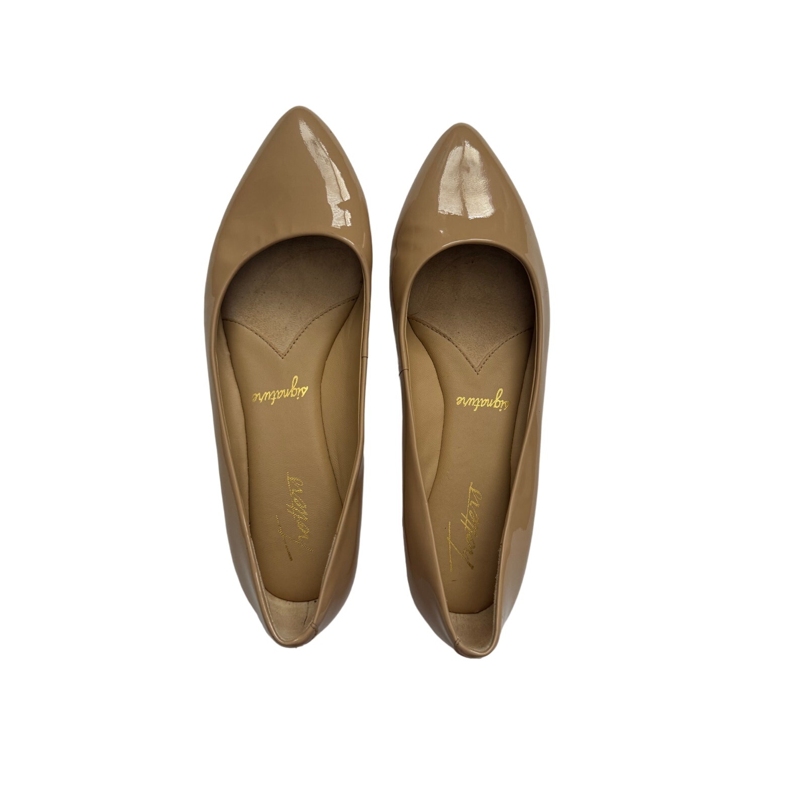 TROTTERS Womens Beige Estee Pointed Toe Patent Leather Flat size 7