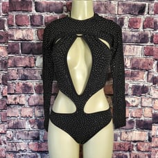 Diamante Cut Out Bodysuit 2pc Set