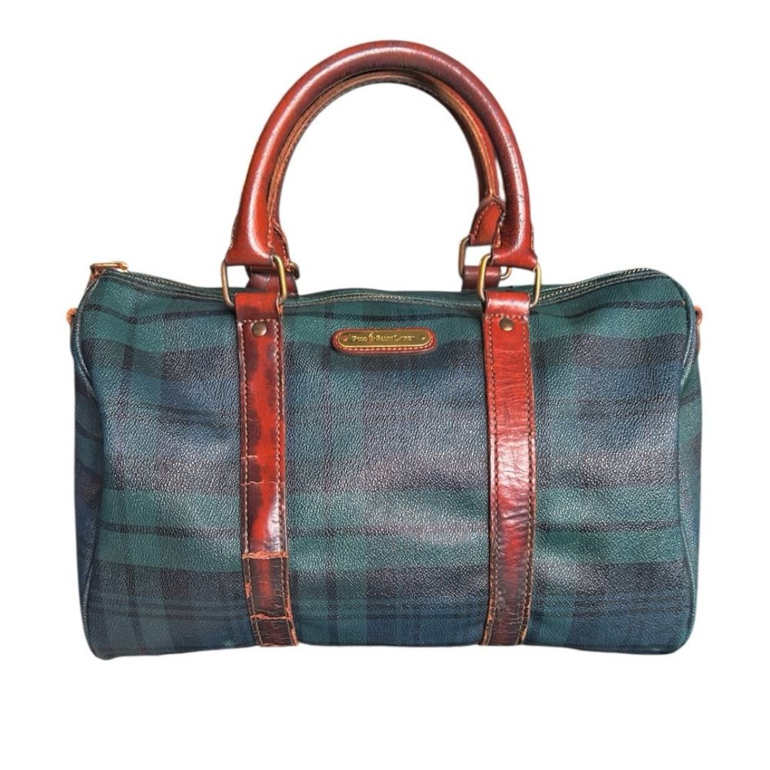 Vintage Polo Ralph Lauren Green Plaid Coated Canvas Top