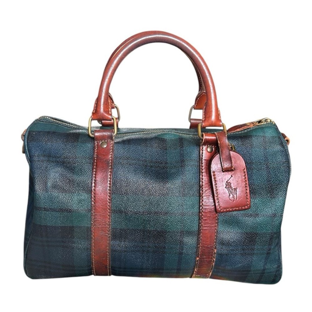 Vintage Polo Ralph Lauren Green Plaid Coated Canvas Top