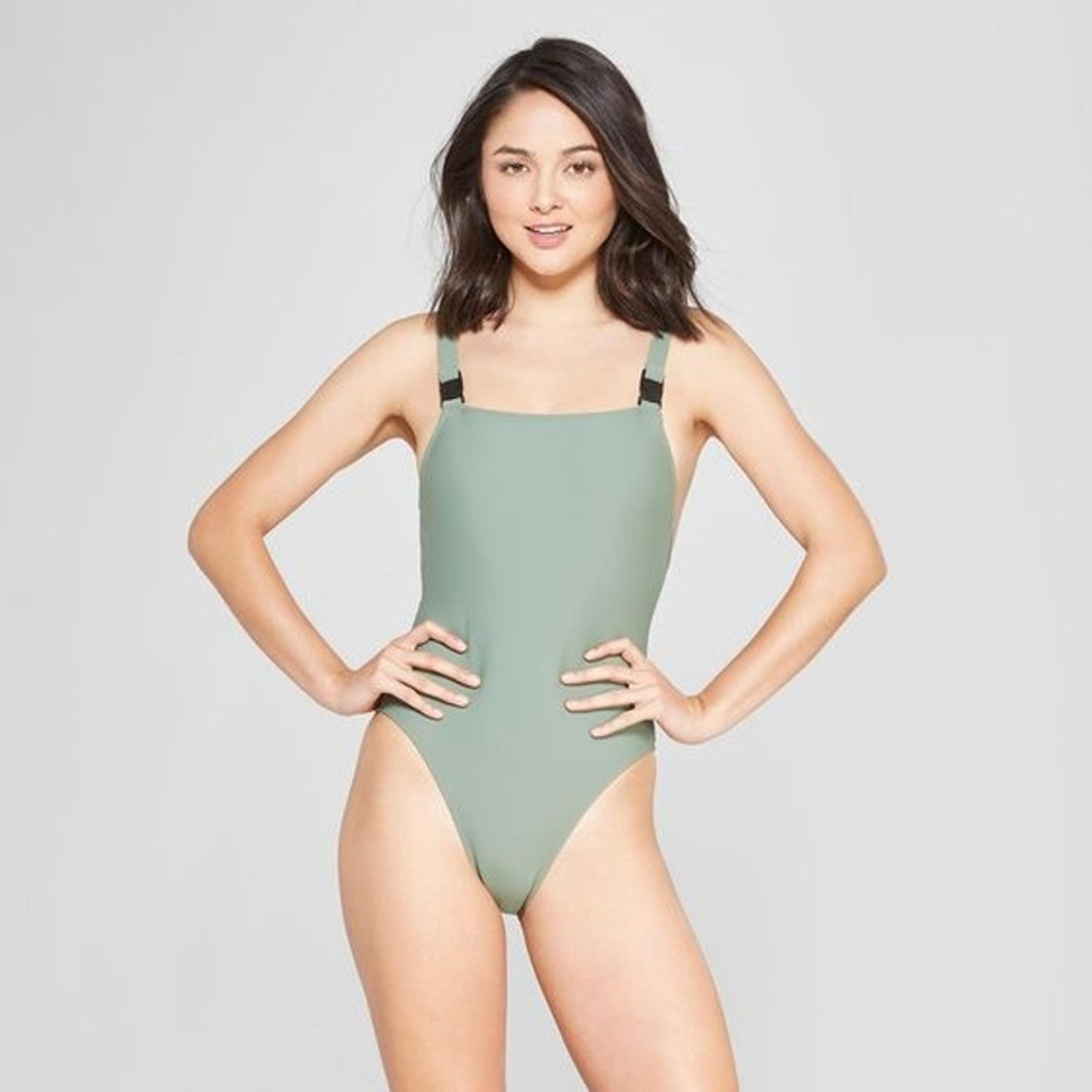 Xhilaration | M | Women's Buckle Strap Scoop Back One Piece Swimsuit Cheeky