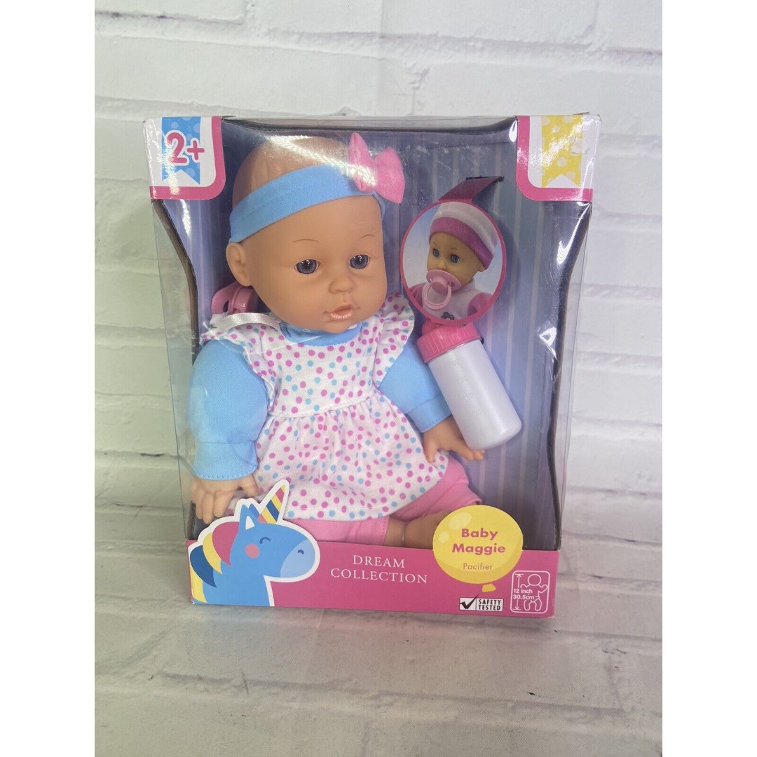 Dream Collection Baby Maggie Doll With Bottle and Pacifier 12in NEW