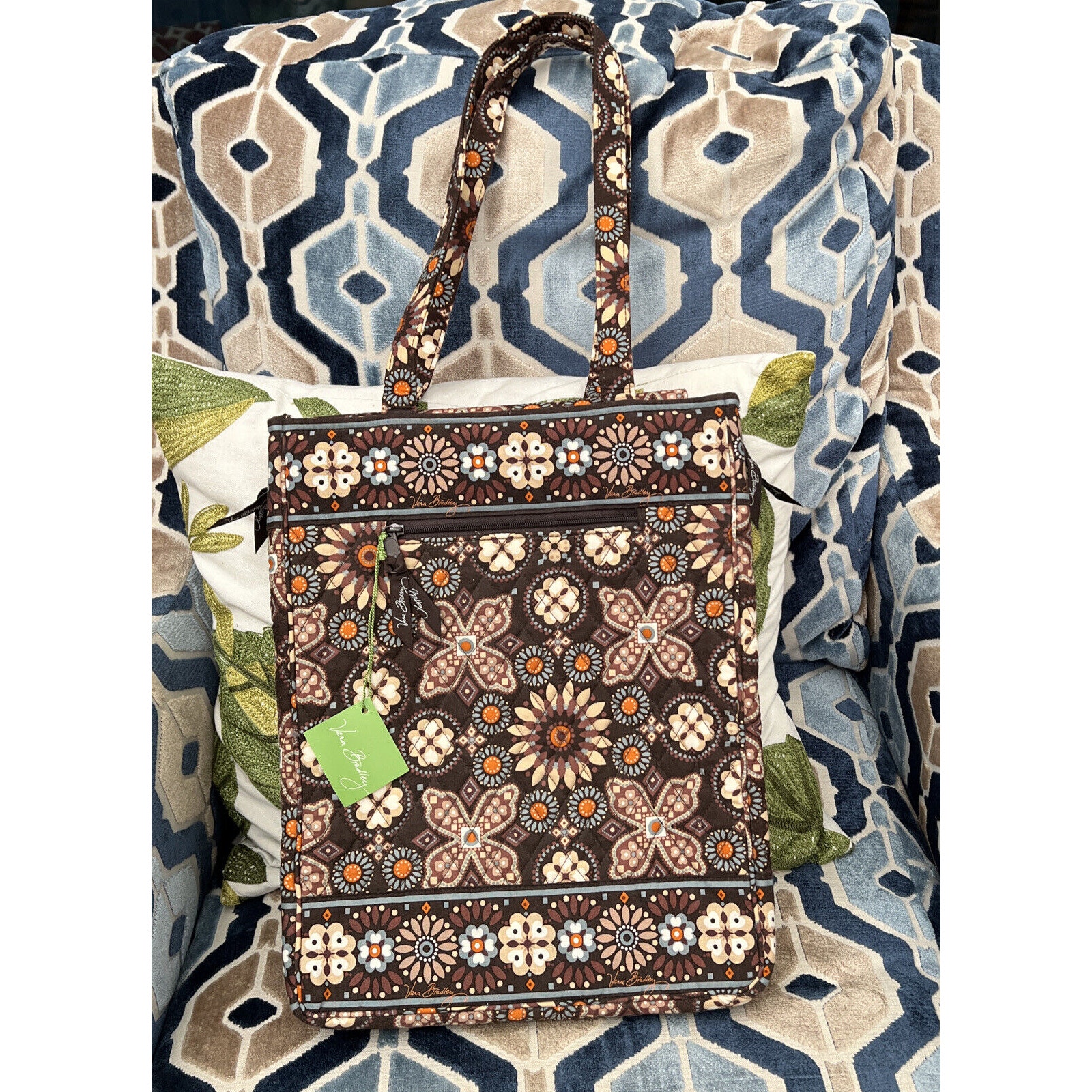 Vera Bradley Laptop Travel Tote in Canyon Brown with 2 Handles Side Zippers NWT