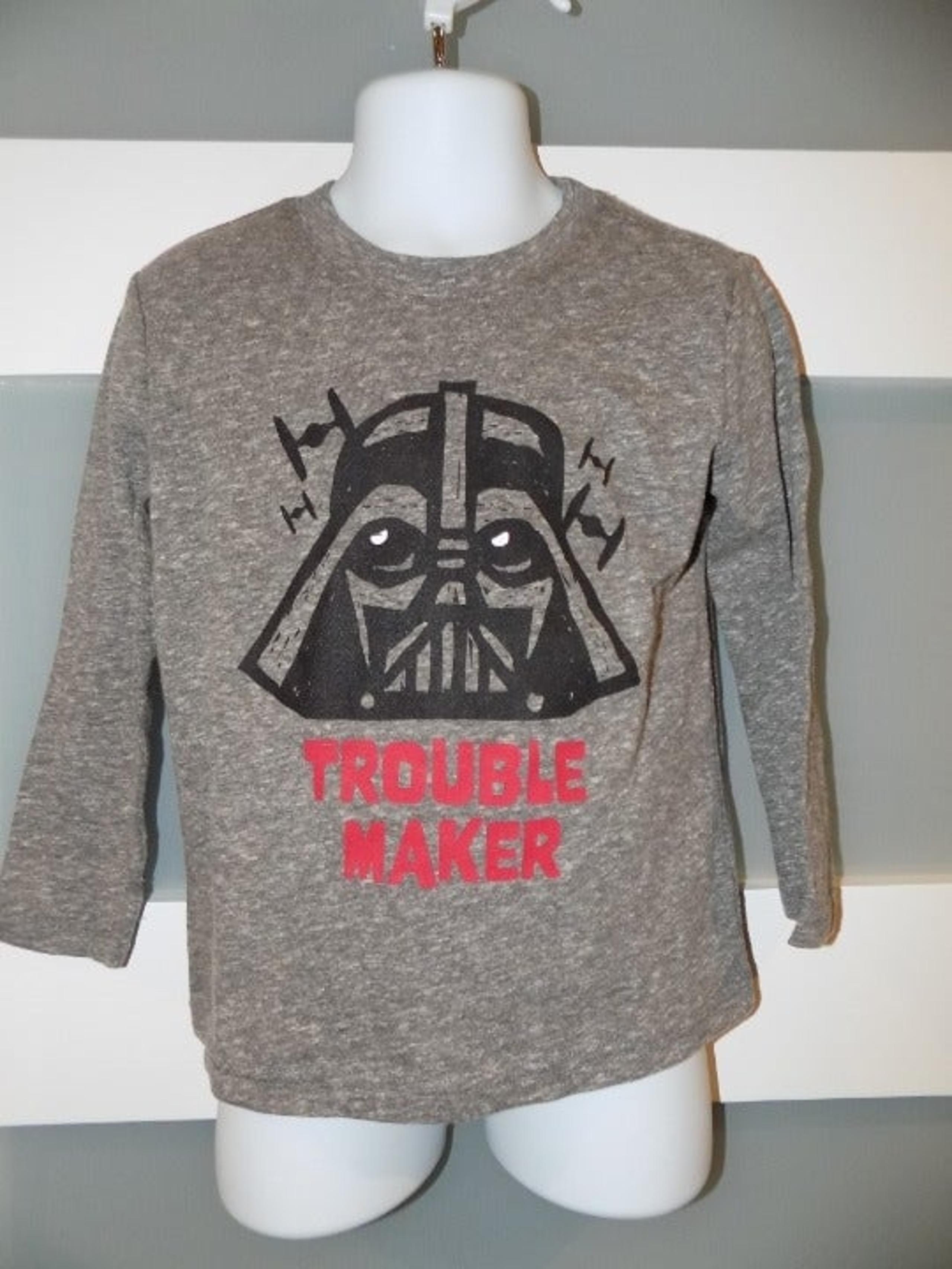Jumping Beans Gray Heathered Darth Vader Long Sleeve T-Shirt Size 2T NEW