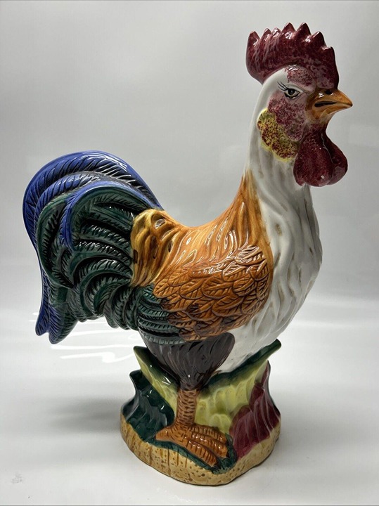 Vintage 21 Tall Large Rooster Hand Painted Ceramic French Country Kitchen Decor