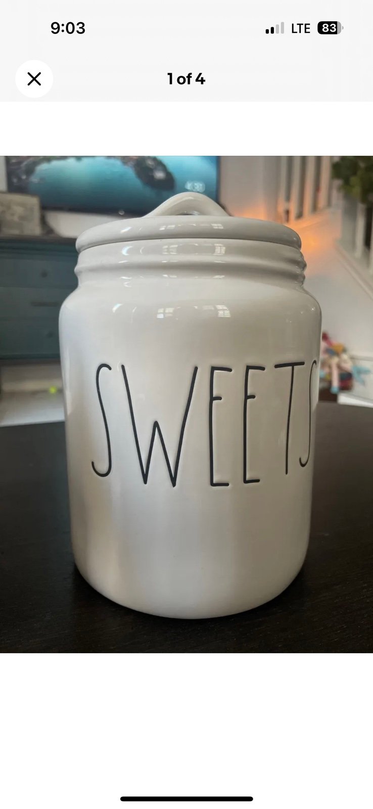 Rae Dunn ceramic SWEETS canister RARE HTF COLLECTIBLE