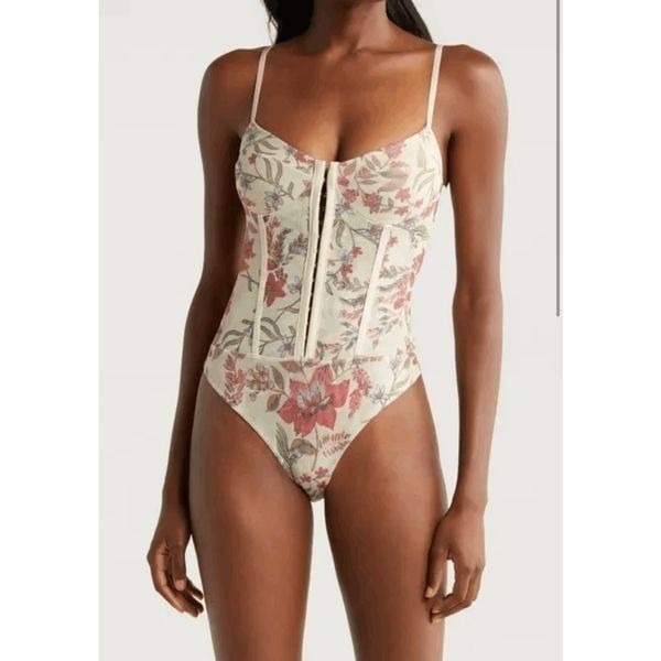Free People Night Rhythm Printed Bodysuit Vintage Combo Bodysuit