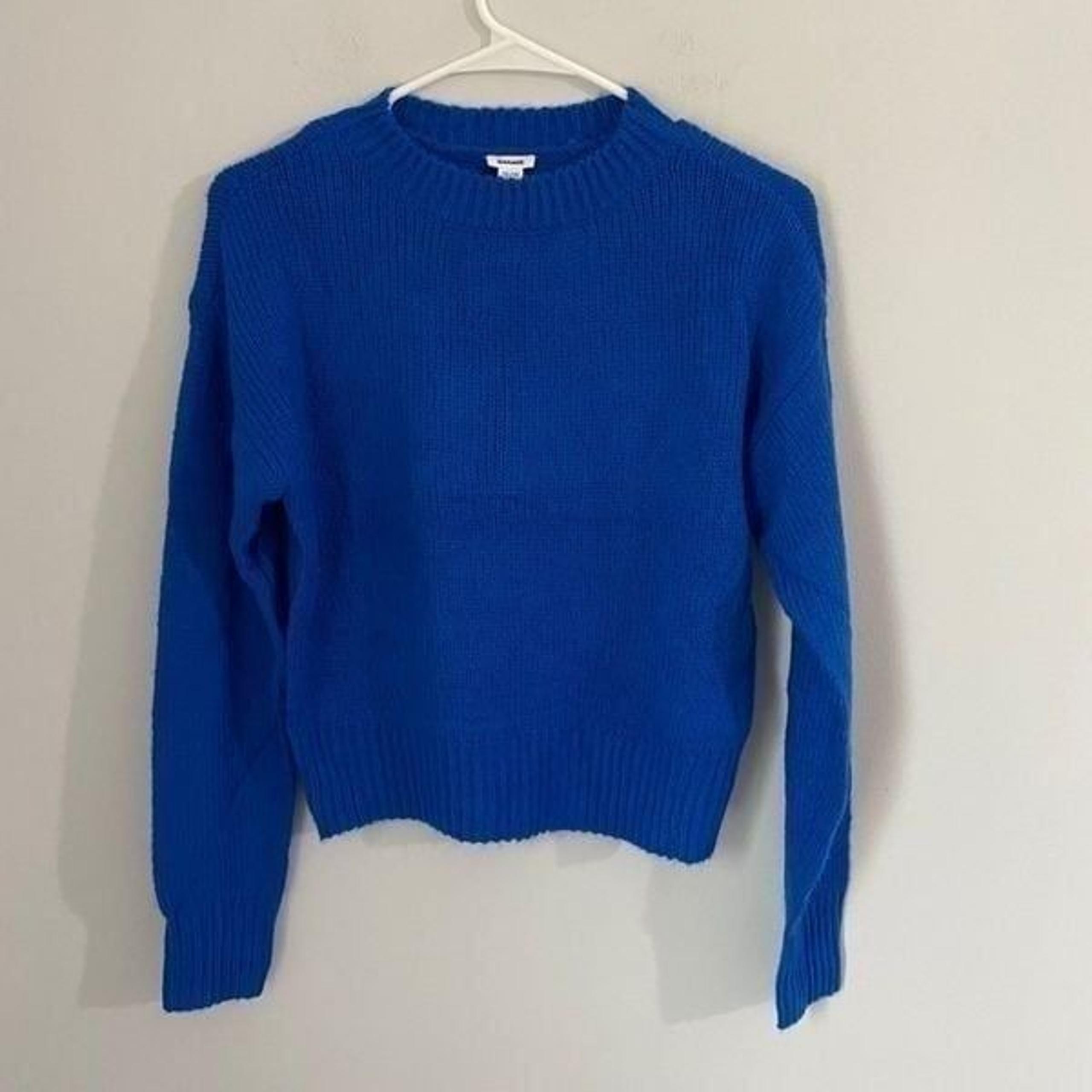 Garage Women’s Long Sleeve Crew Neck Blue Knit Sweater