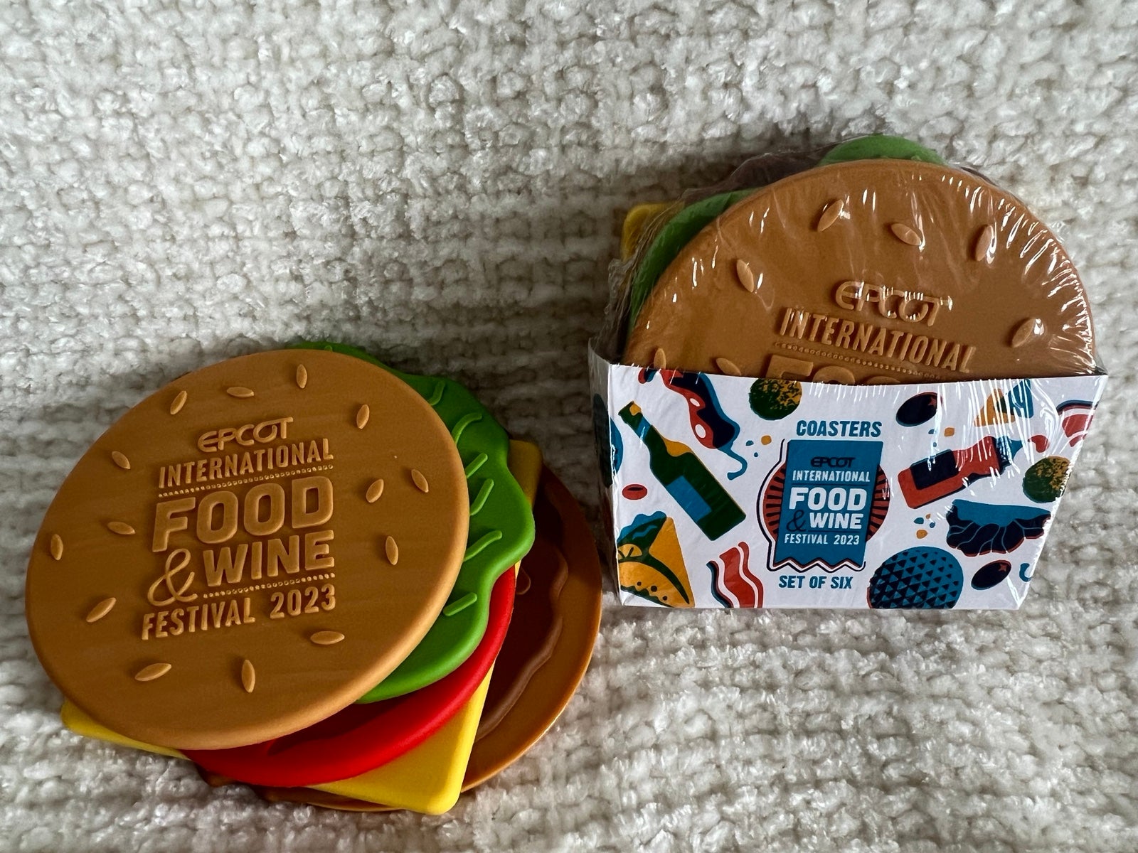 Disney Parks 2023 Epcot Food & Wine Festival Stackable Burger Coaster Set NEW