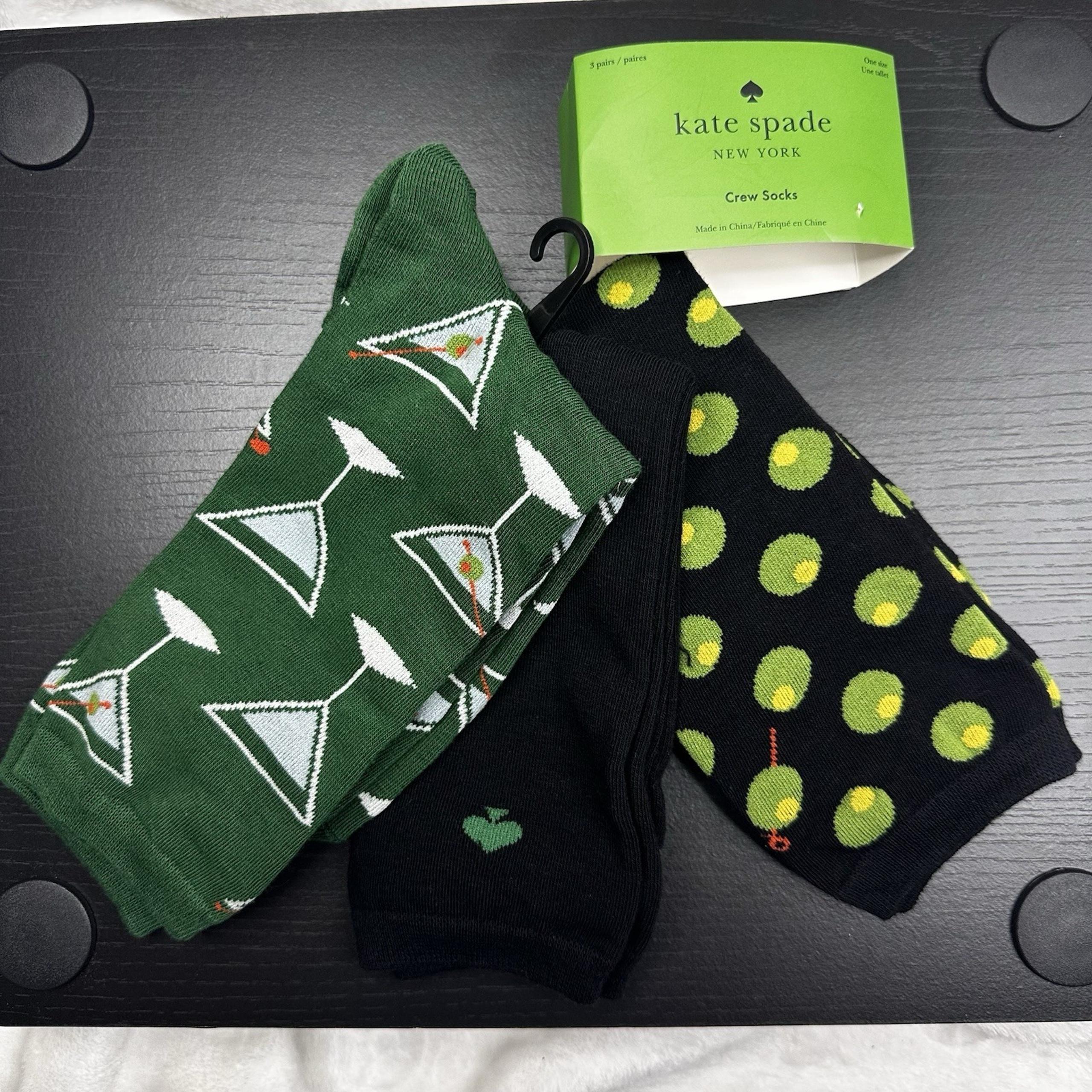 Kate Spade New York Women's Crew Socks Martini Shaken Not Stirred Size 4-10 New