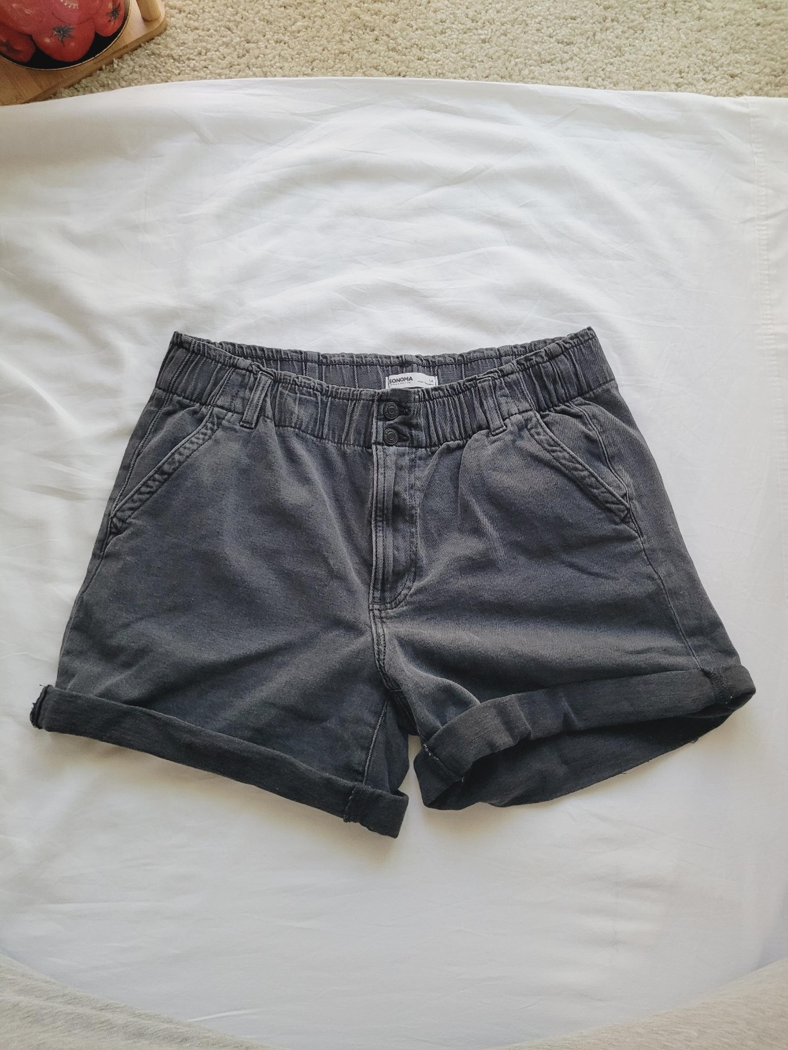 Sonoma women's black denim shorts 14 elastic waist summer jeans pants bottoms