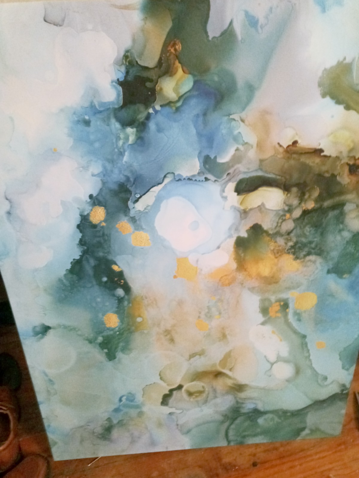 Blue/green marble design wall painting