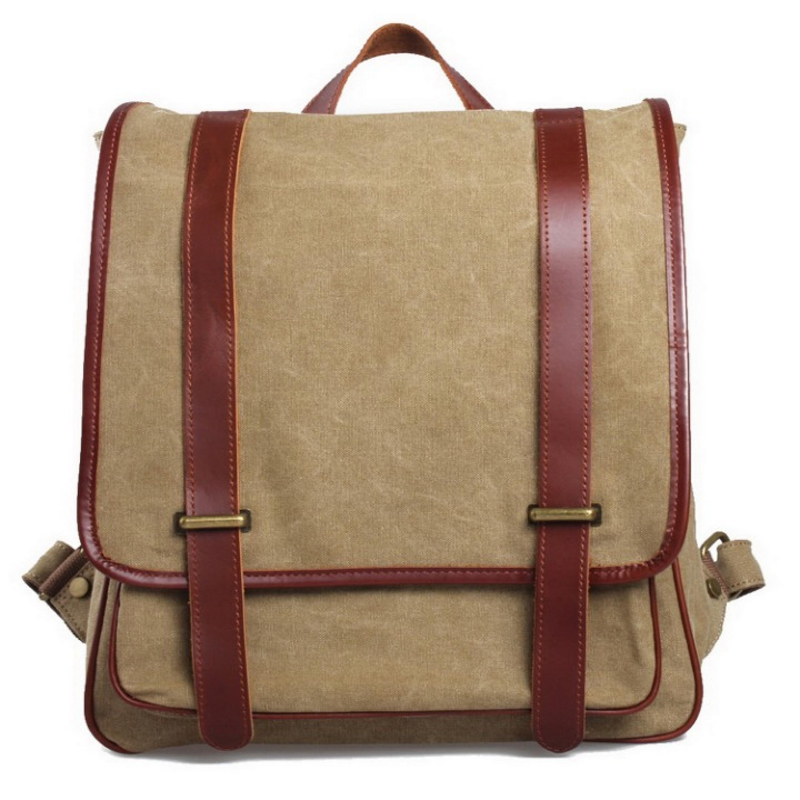 Cowhide Leather  Canvas Backpack C14KK