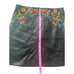 Zara Basic Black Vegan Leather Mini Skirt Embroidered Flowers Small