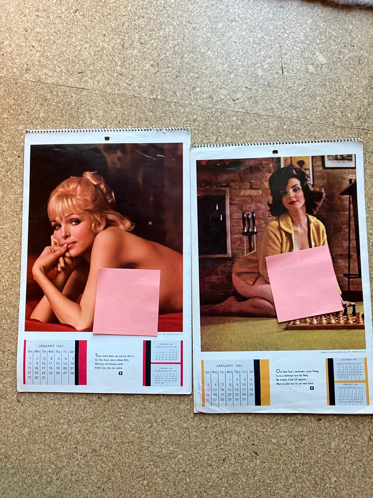 Vintage 1964 1967 Playboy Playmate Calendars Lot  (No Sleeve Or Cover) 12 Mon.