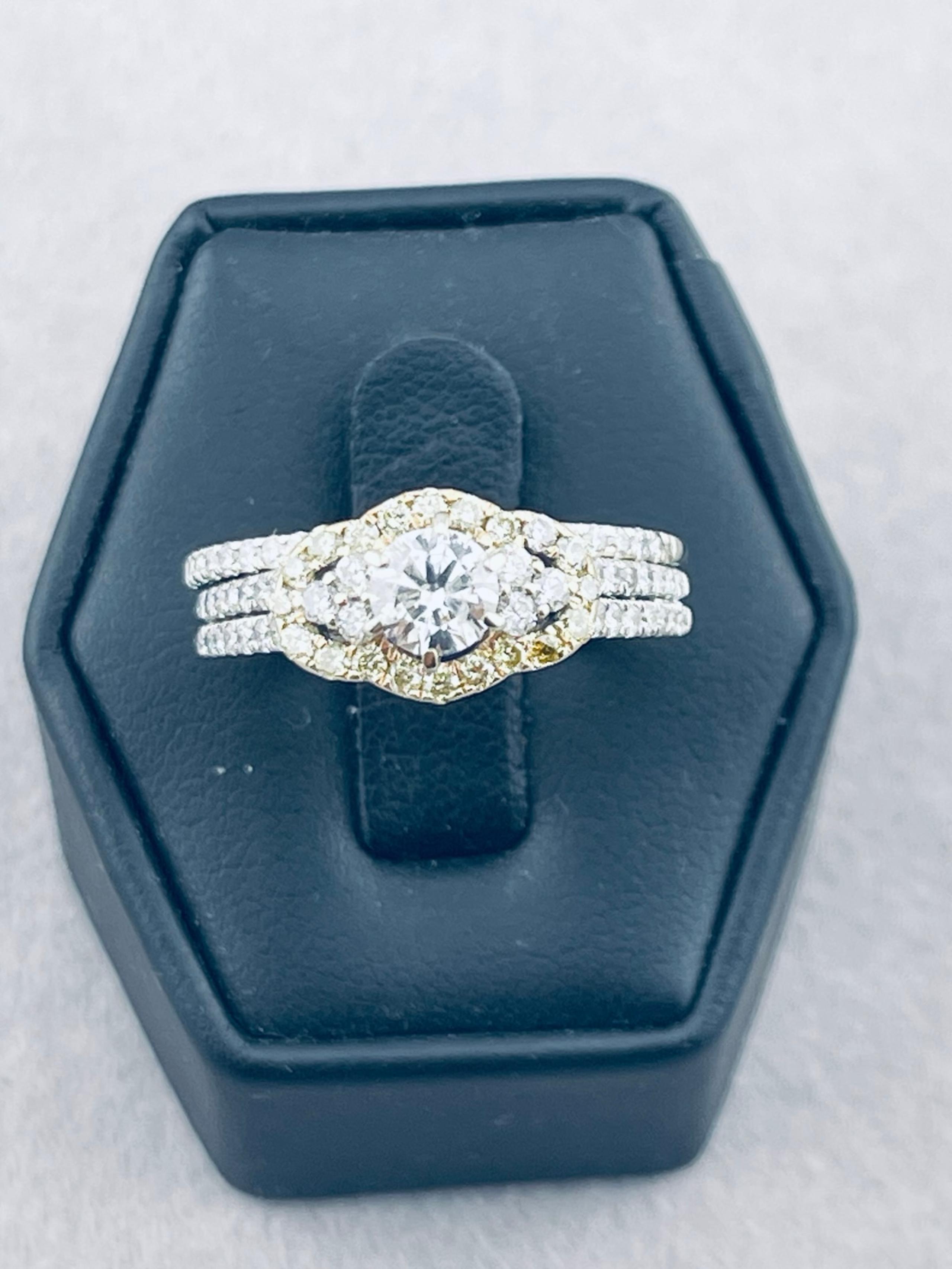Vintage 1 3/4 carat diamond wedding set 14 karat, yellow and white gold
