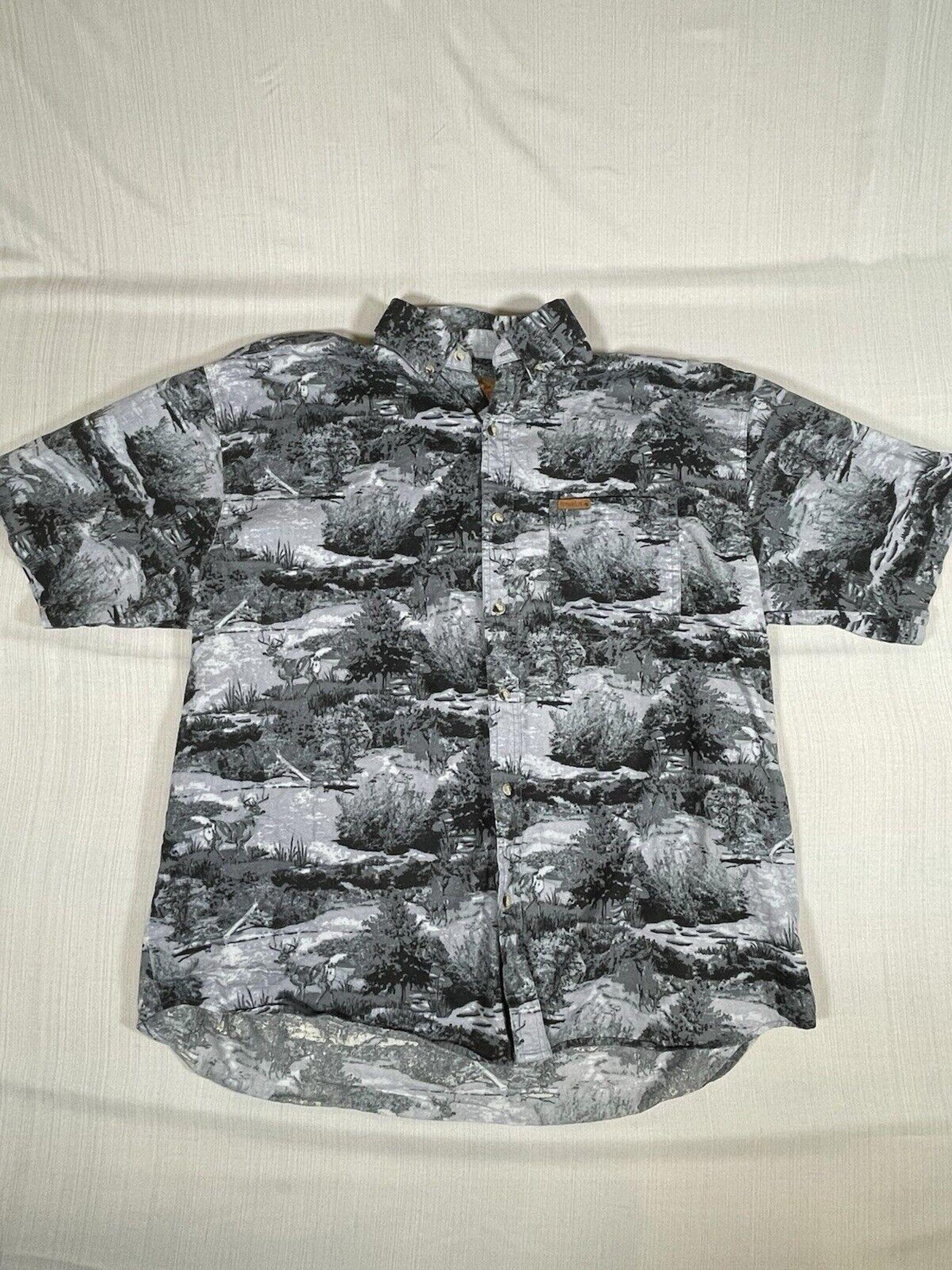 Outdoor Life Shirt Adult XXL 2XL Casual Outdoor Deer Print Hunting Button Up Men