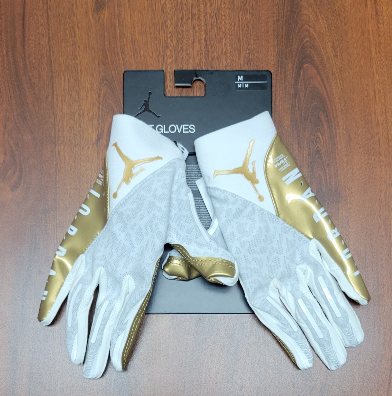 Nike Jordan Vapor Knit 4.0 Metallic Gold Football Receiver Gloves Size M
