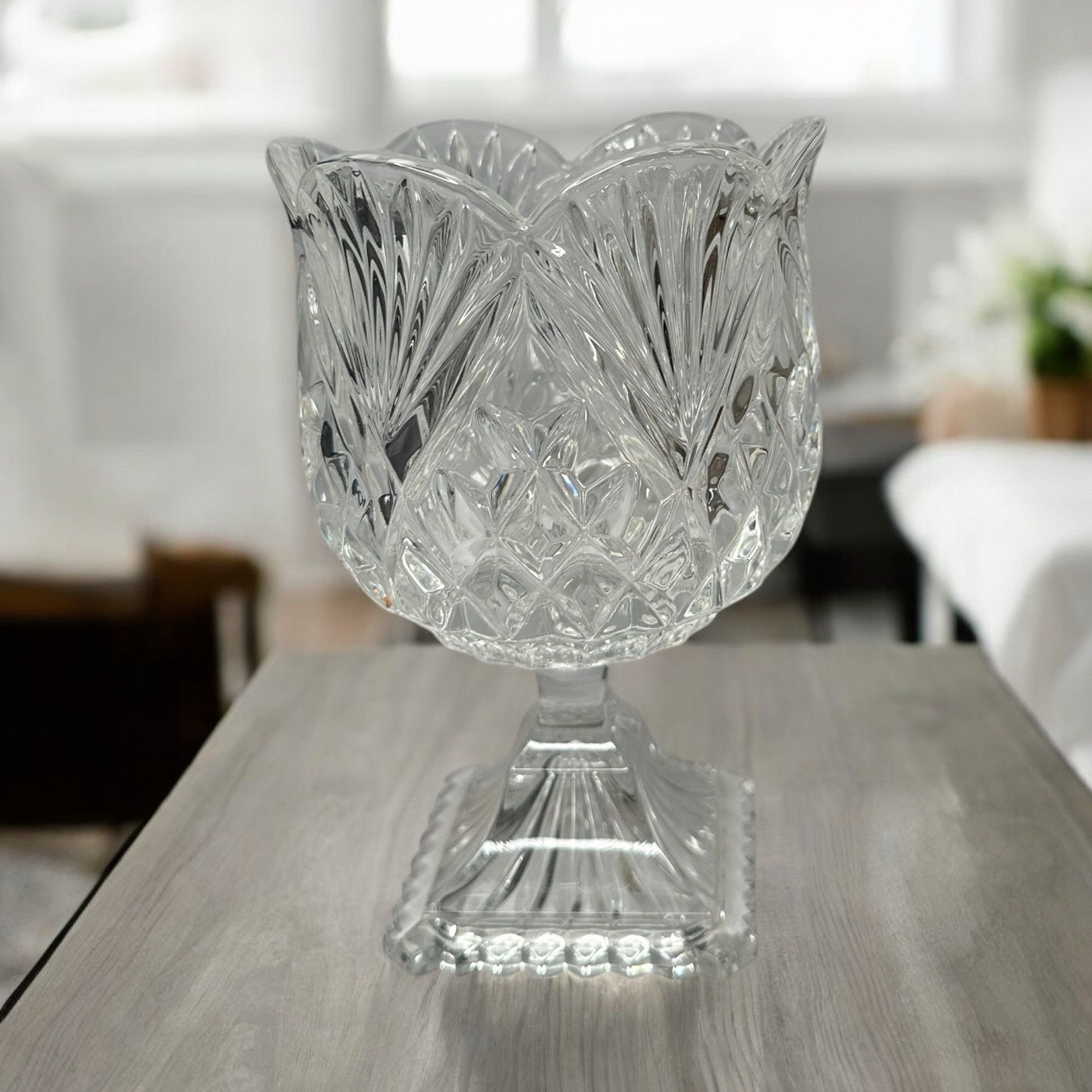 Shannon Designs of Ireland 24% Lead Crystal Pedestal Tulip Vase Dish Heavy 7