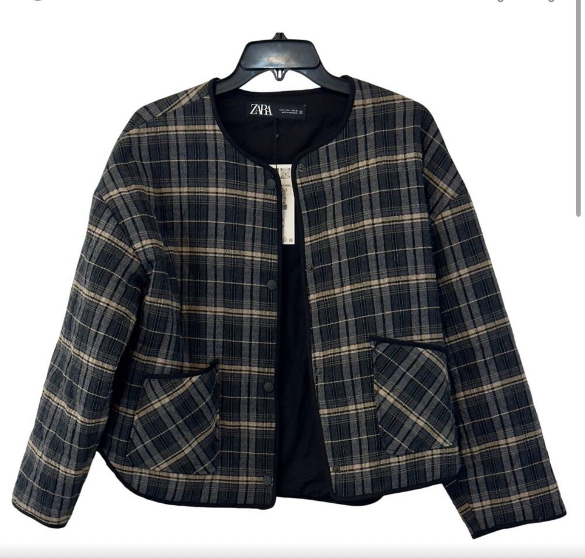 Zara Plaid Ecru Jacket S