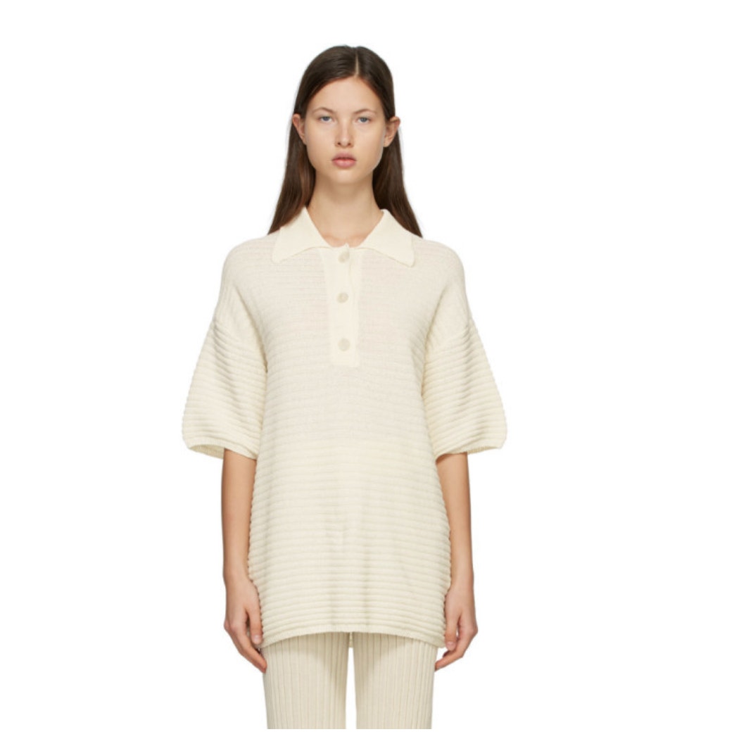 RUS the Brand | Jisho Polo Sweater Oversized | Eggshell | Size Small