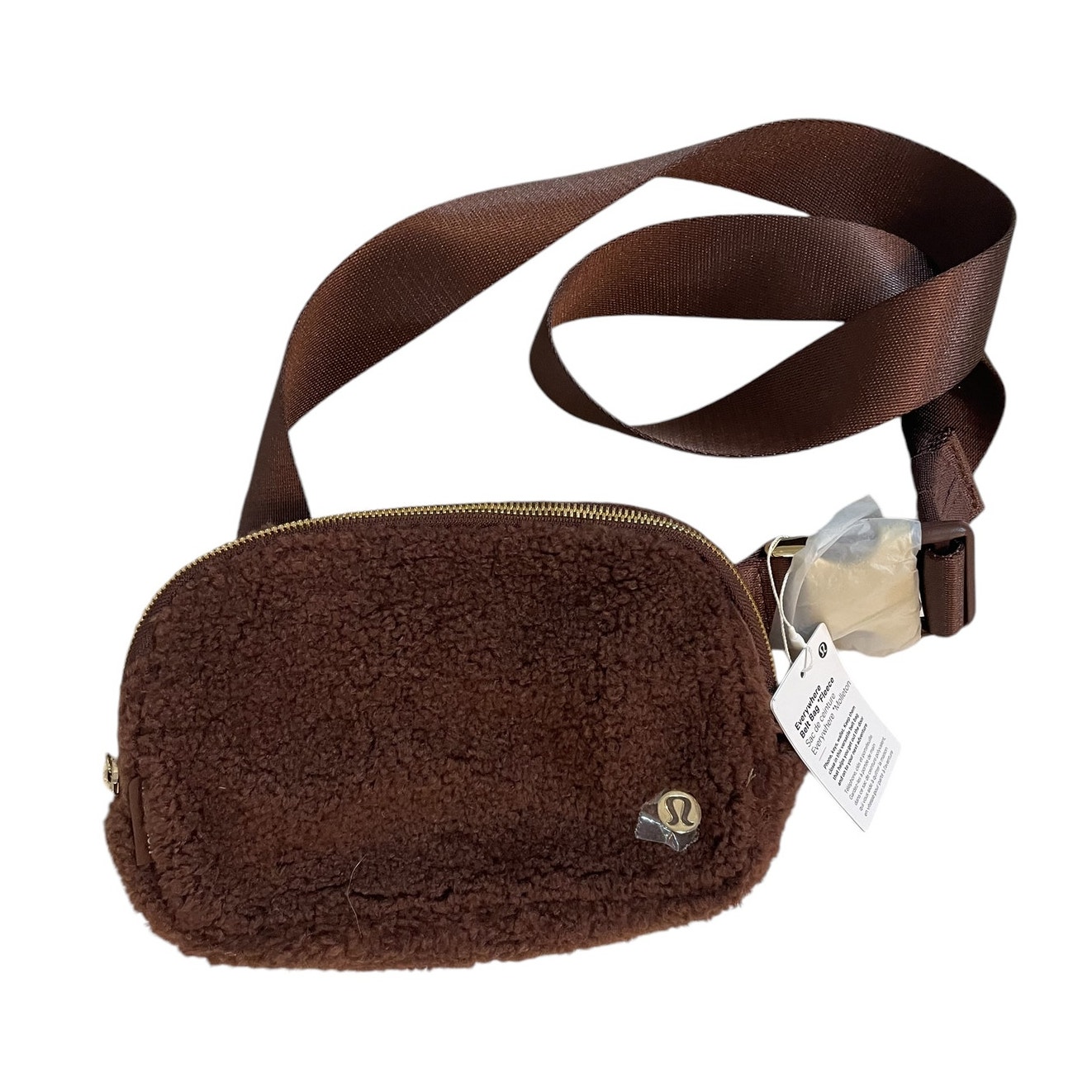 NWT Lululemon Everywhere Belt Bag Large Brown Deep Pile Fleece Fuzzy Teddy Bear