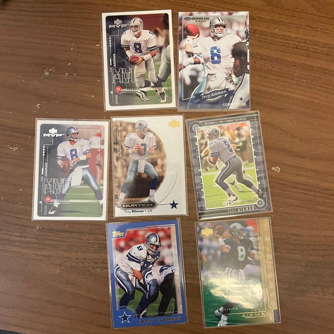 TROY AIKMAN NFL FOOTBALL 7 CARD LOT