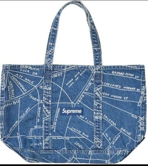 Supreme Gonz Map Denim Tote 'Blue'