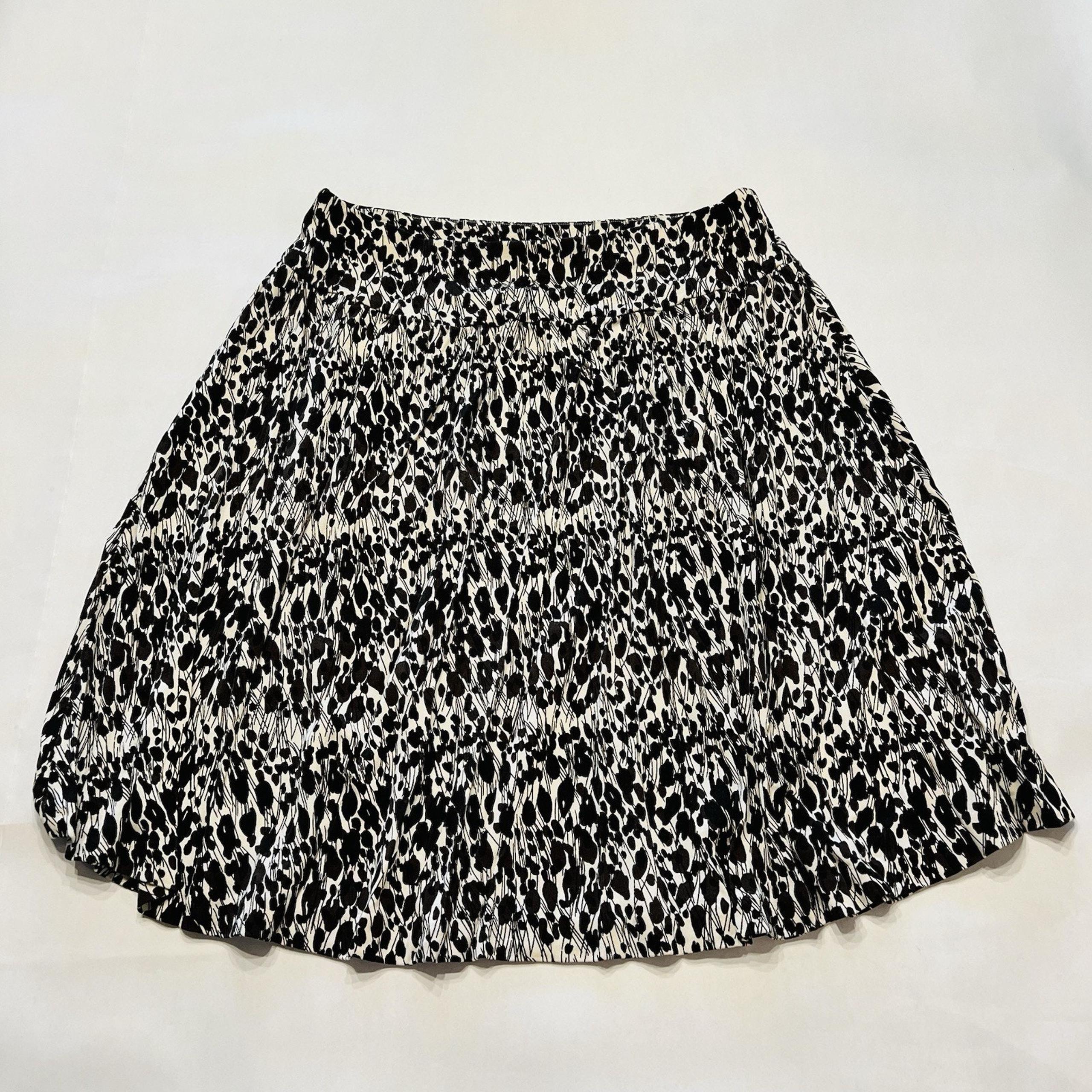 Ann Taylor Skirt Women’s M Black, Brown, Cream A-Line Stretch (A0126)