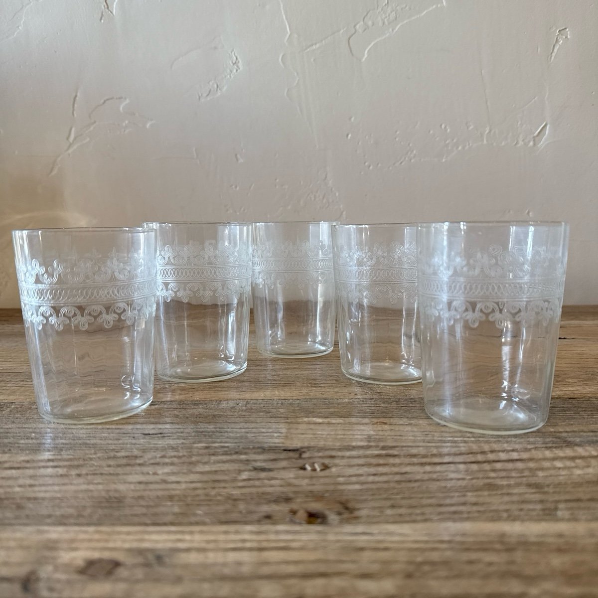 Vintage Fostoria Cloverleaf Tumblers, Set of 5