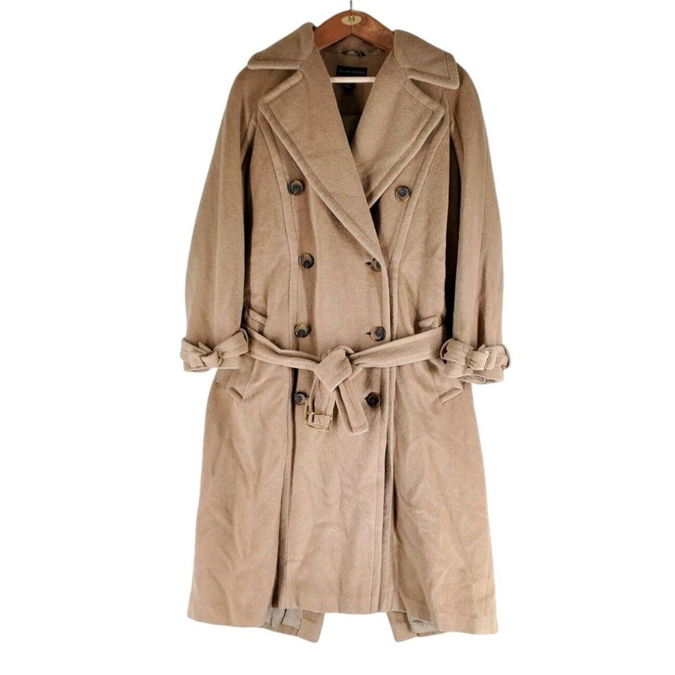 Banana Republic Trench Coat Alpaca Mohair Wool Satin Lined Mens L Beige
