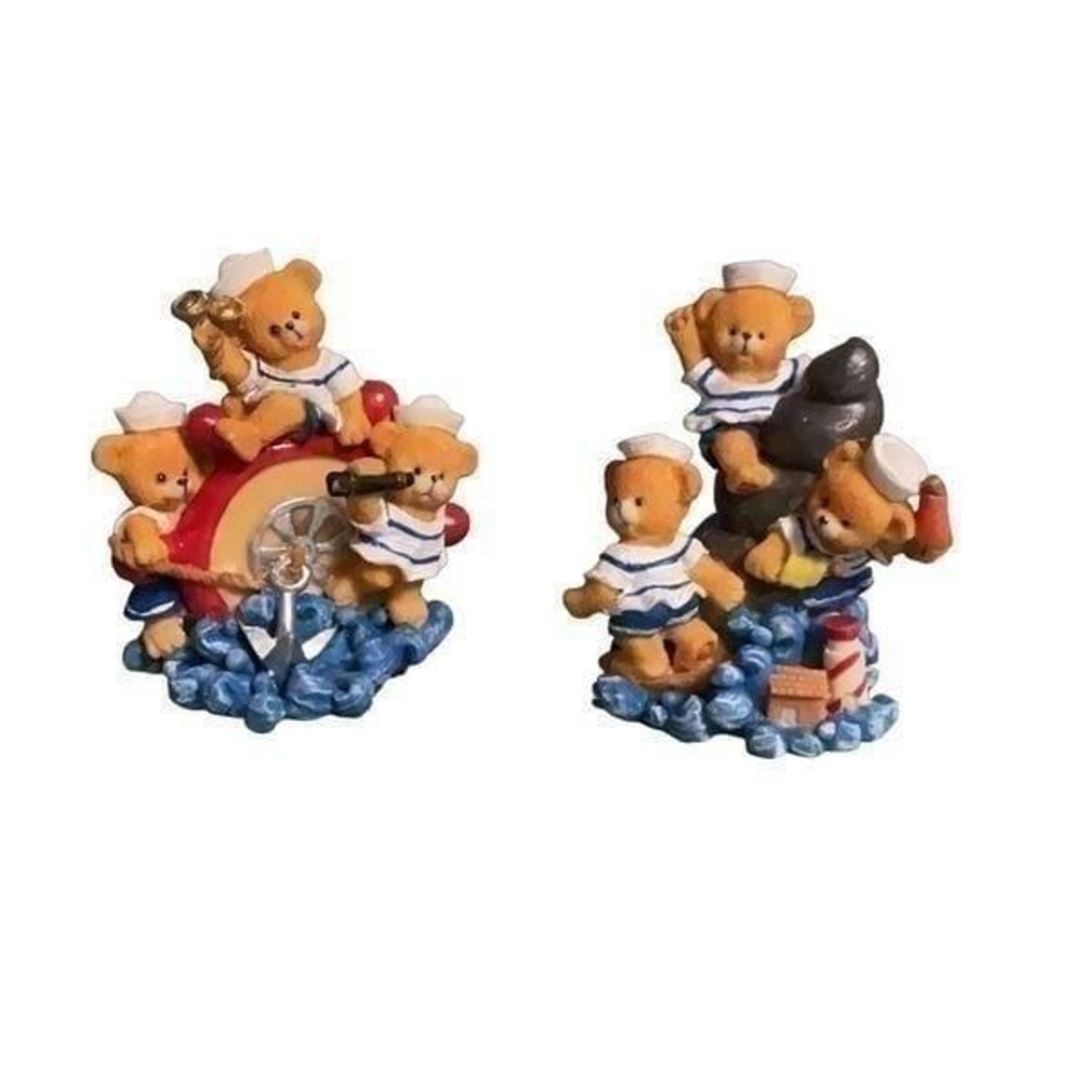 Sailor Bears Ship Wheel Anchor Set of 2 Nursery Decoration Resin Figurines