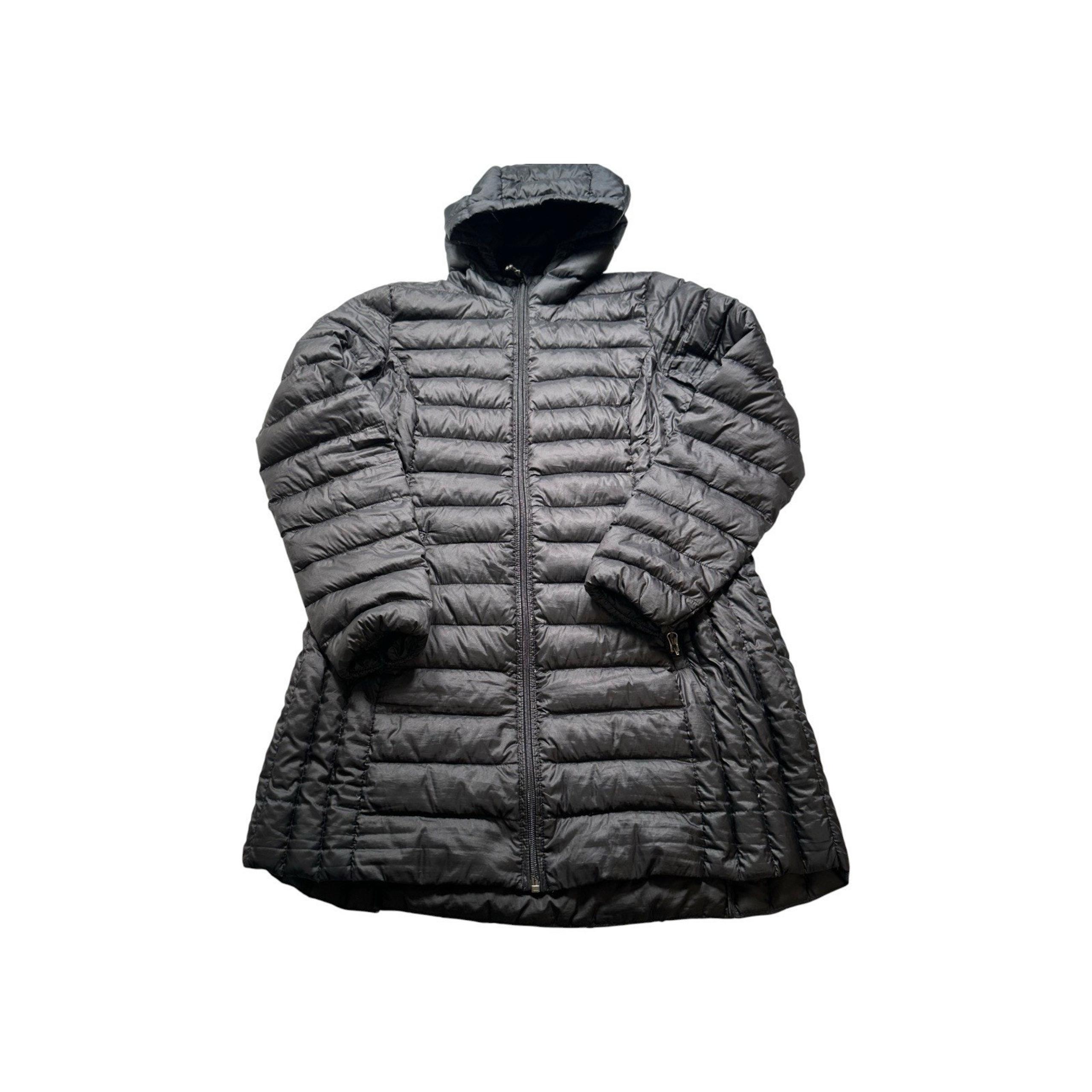Adventure Women's M Lightweight Down Parka Jacket Black Long Puffy Puffer 359