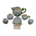 Vtg Fitz & Floyd OCI 1990 Blue Hydrangea Teapot Set