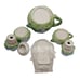 Vtg Fitz & Floyd OCI 1990 Blue Hydrangea Teapot Set