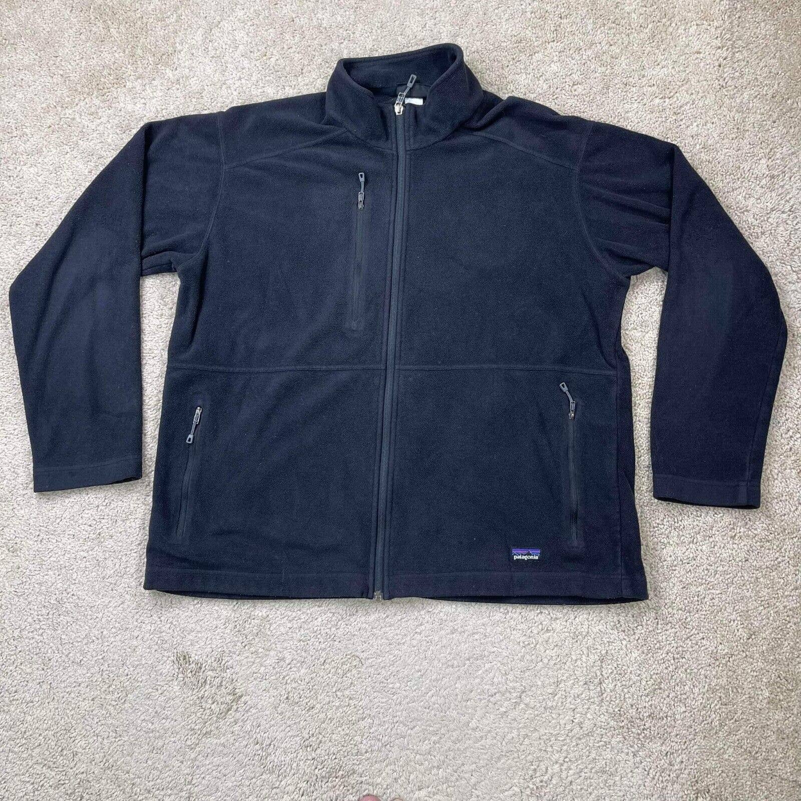 Patagonia Men's Synchilla Full zip Fleece Pullover Siz L Black sweater Jacket