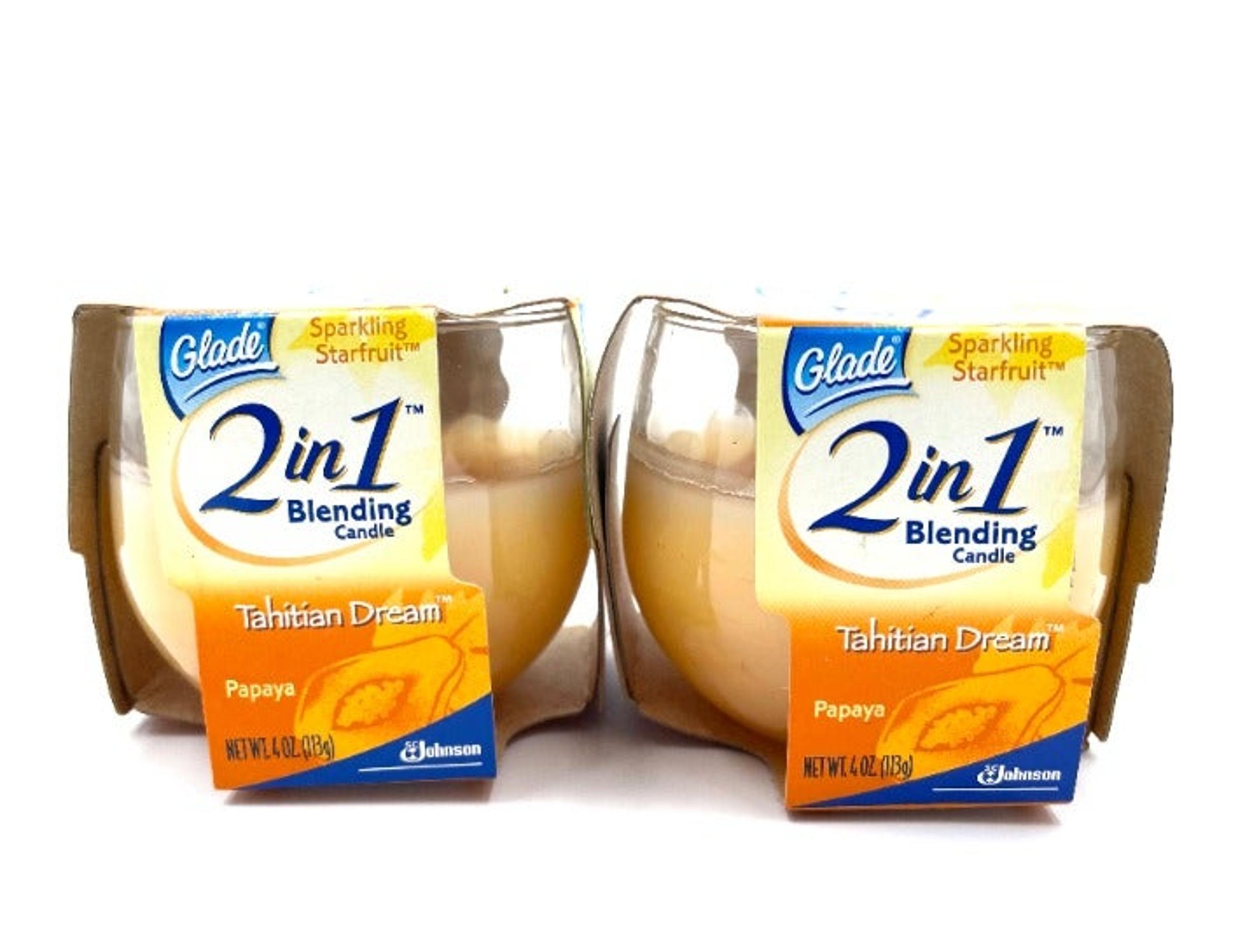 Glade Jar Candle LOT 2 in 1 Blending Candle Tahitian Dream Papaya Starfruit